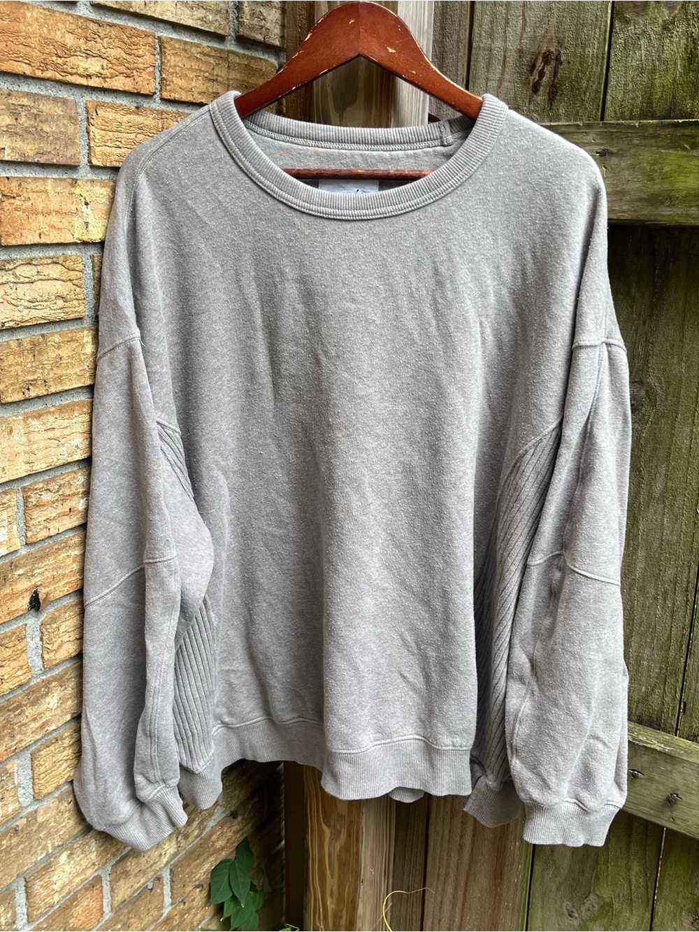 Aerie Oversized Light Taupe Women's Crewneck Sweatshirt
